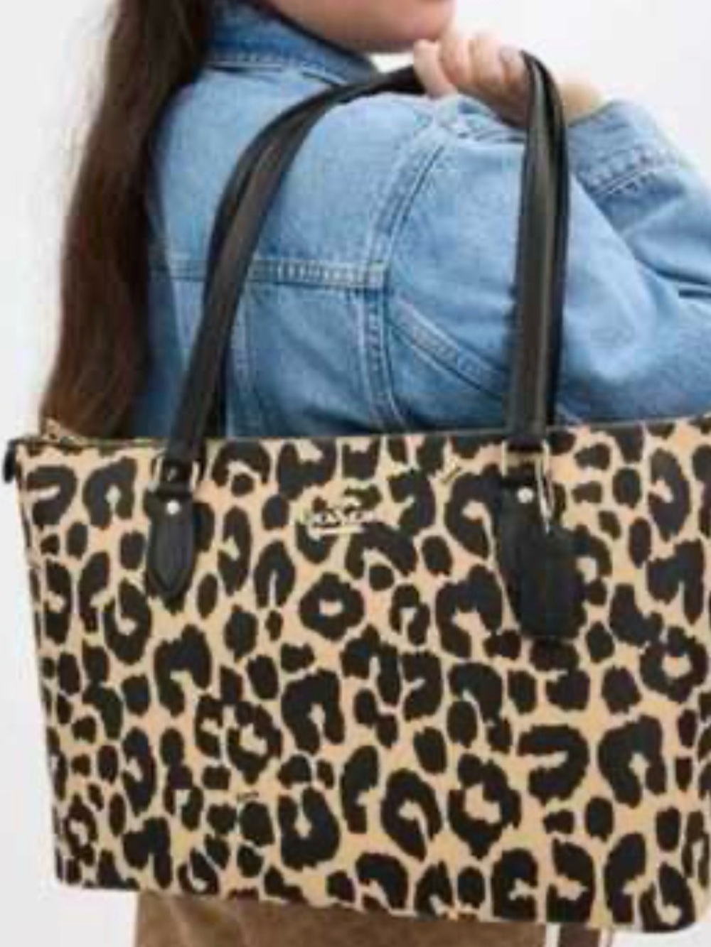 Coach Leopard-Print Tote in Beige and Black